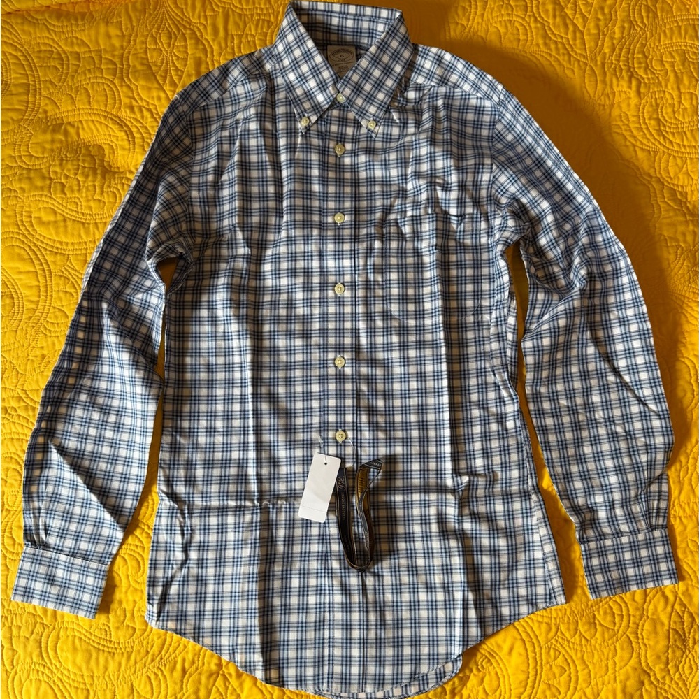 Brooks Brothers Blue and White Plaid Shirt